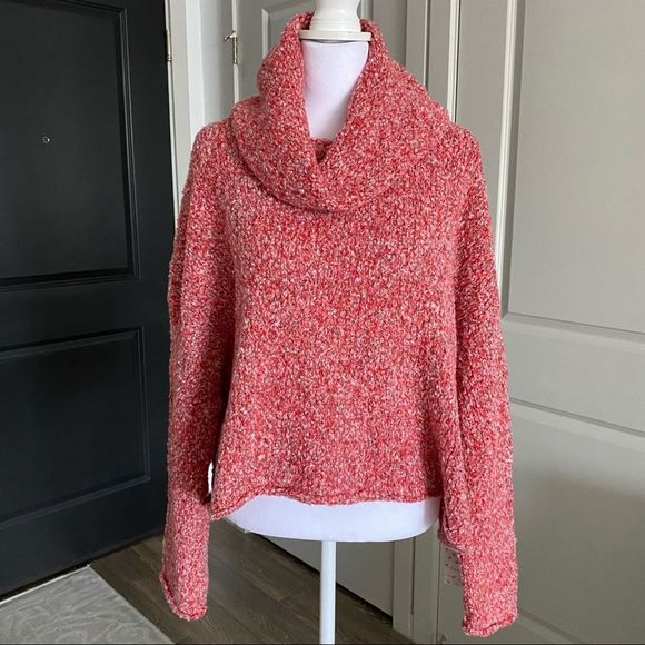 Free People Red Cowl Neck Sweater! - Picture 1 of 13